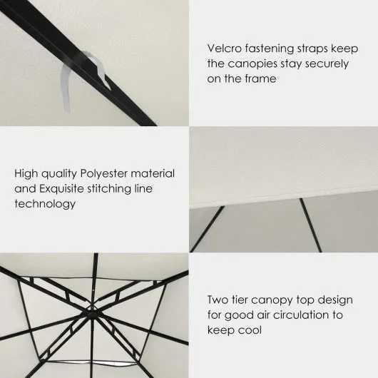 10' x 10' 2-Tier 3 Colors Patio Canopy Top Replacement Cover-Beige