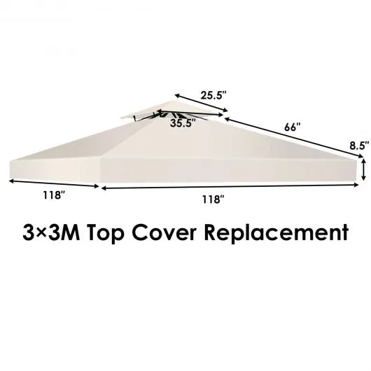 10' x 10' 2-Tier 3 Colors Patio Canopy Top Replacement Cover-Beige