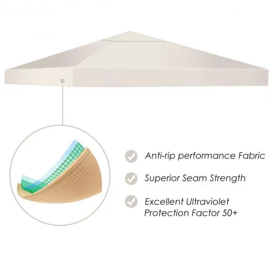 10' x 10' 2-Tier 3 Colors Patio Canopy Top Replacement Cover-Beige