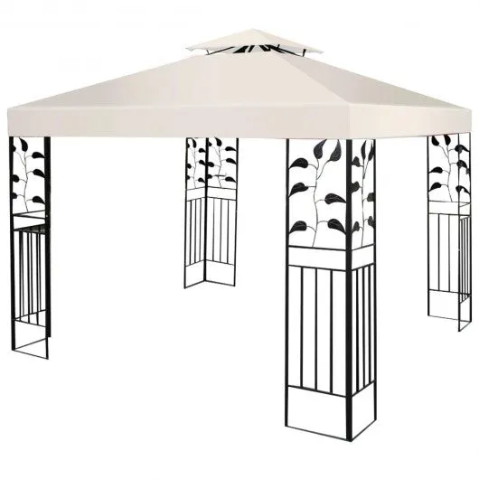 10' x 10' 2-Tier 3 Colors Patio Canopy Top Replacement Cover-Beige