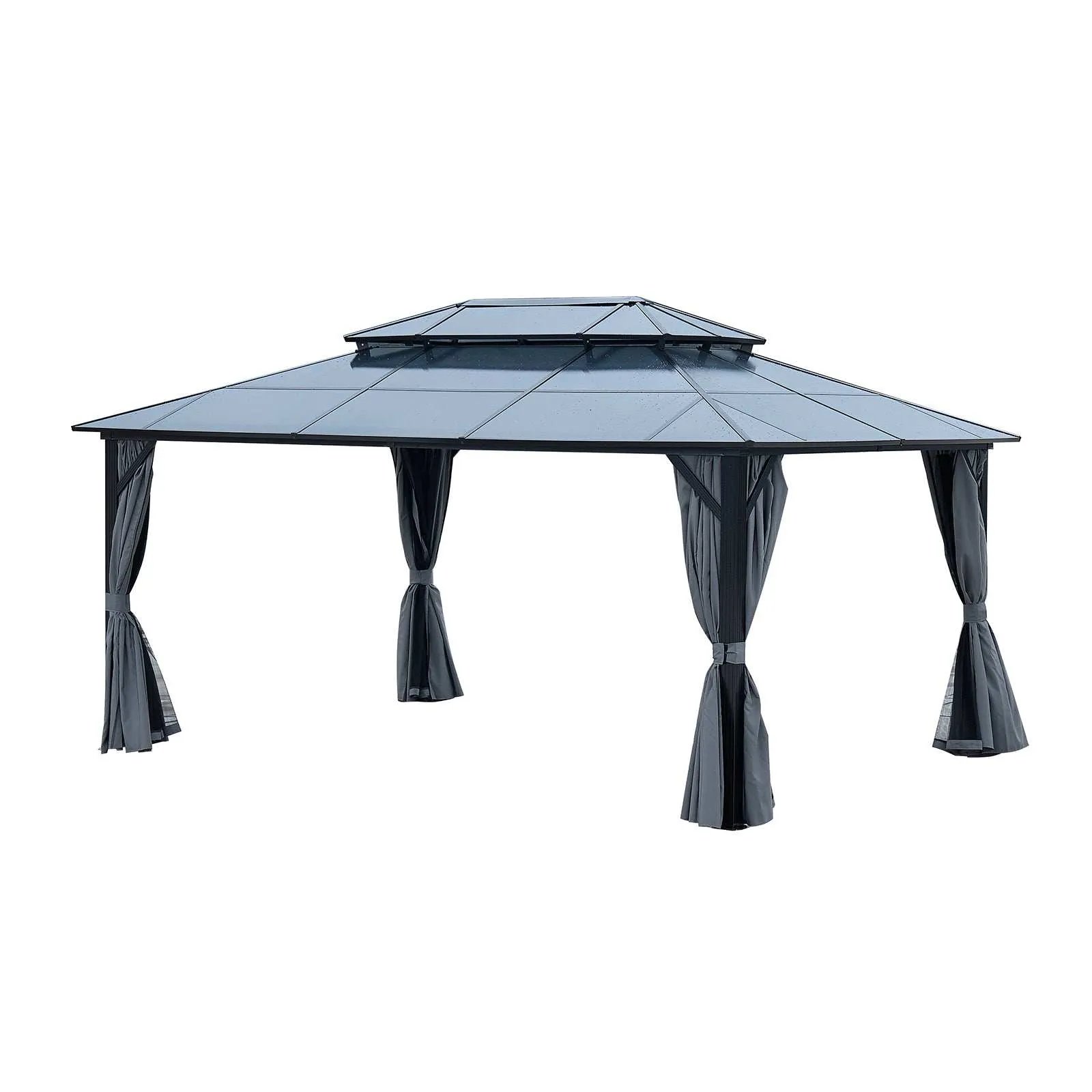 13x10 ft Hardtop Gazebo, Double Roof Canopy Sunshade