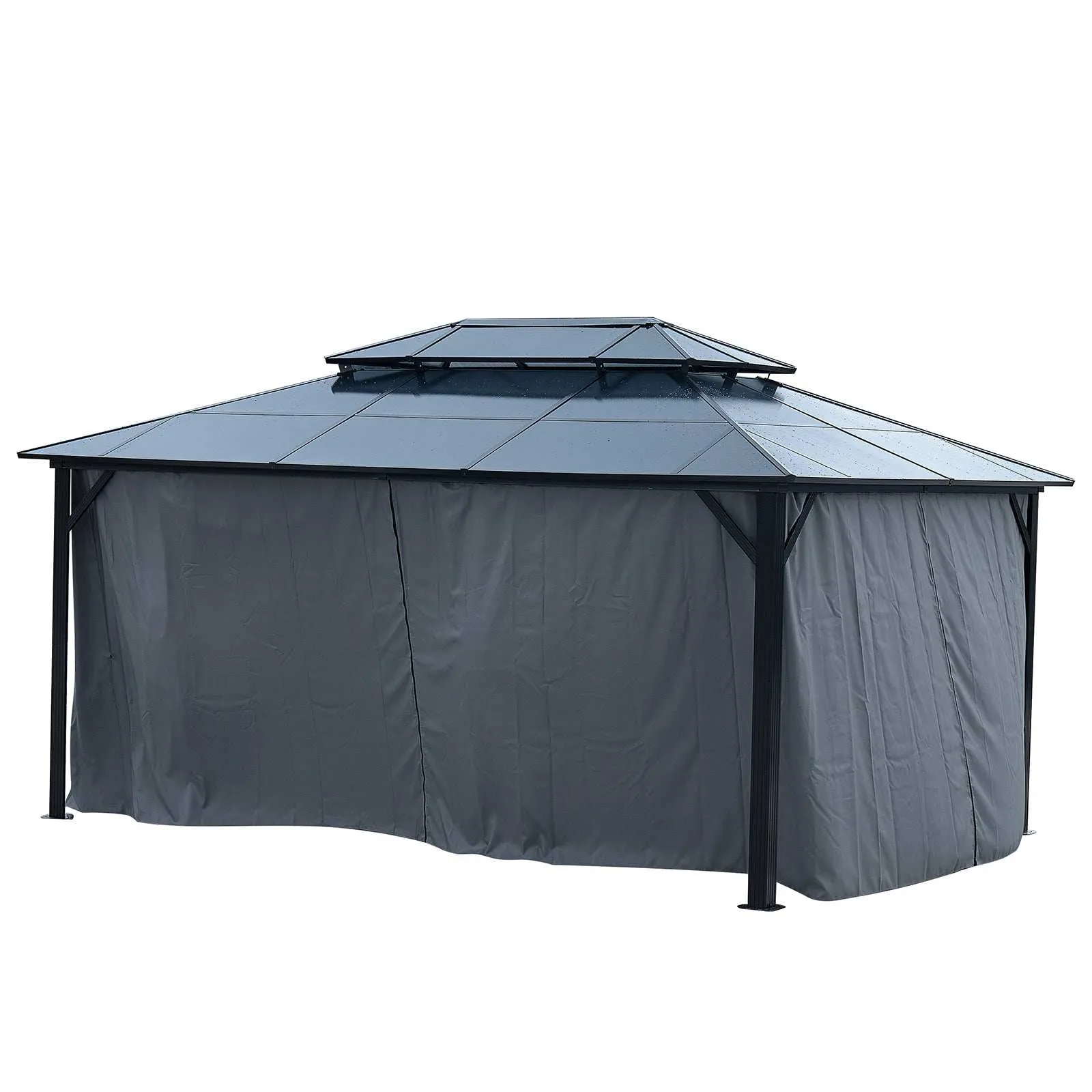 13x10 ft Hardtop Gazebo, Double Roof Canopy Sunshade