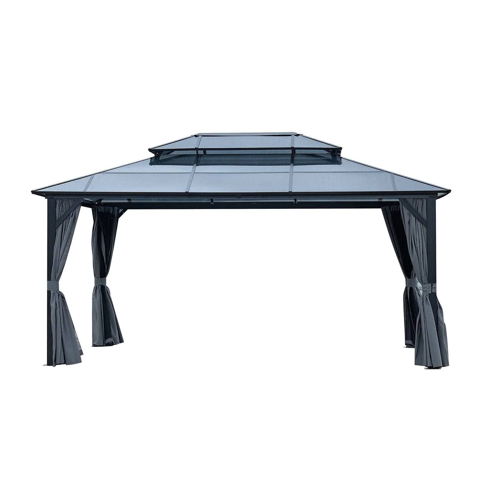 13x10 ft Hardtop Gazebo, Double Roof Canopy Sunshade