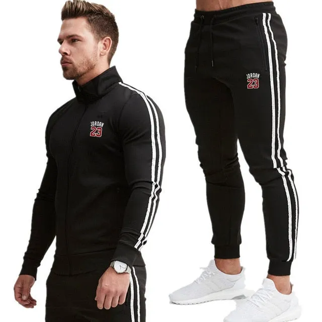 2 Piece Men Hoodies Pants Sport Suit Jordan Men Clothing Set Gym Sport wear Tracksuit Fitness Bodybuilding  Suit Jogger Men Set