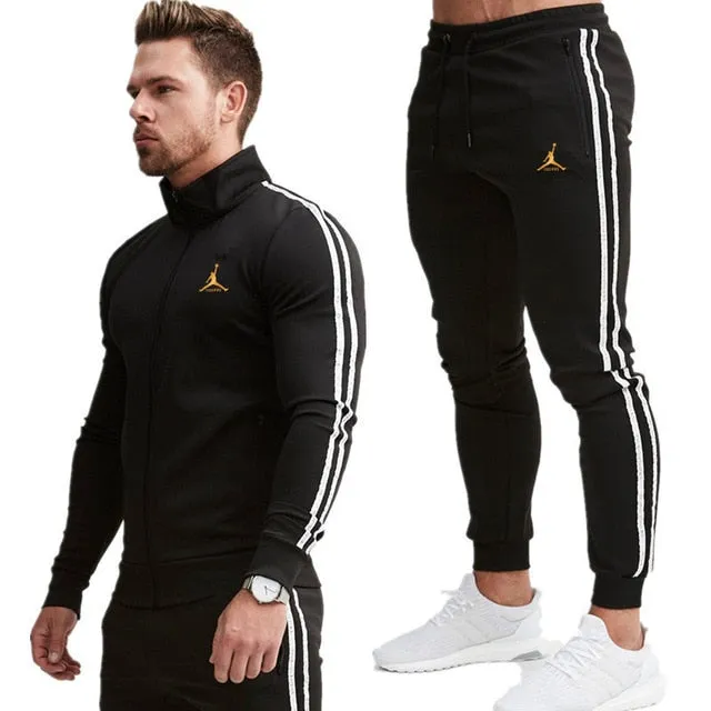 2 Piece Men Hoodies Pants Sport Suit Jordan Men Clothing Set Gym Sport wear Tracksuit Fitness Bodybuilding  Suit Jogger Men Set