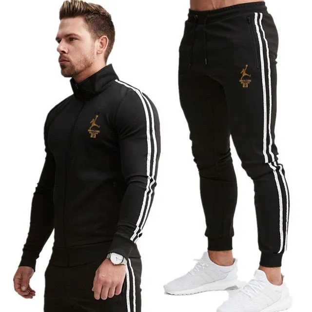 2 Piece Men Hoodies Pants Sport Suit Jordan Men Clothing Set Gym Sport wear Tracksuit Fitness Bodybuilding  Suit Jogger Men Set