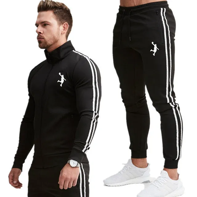 2 Piece Men Hoodies Pants Sport Suit Jordan Men Clothing Set Gym Sport wear Tracksuit Fitness Bodybuilding  Suit Jogger Men Set