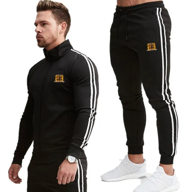 2 Piece Men Hoodies Pants Sport Suit Jordan Men Clothing Set Gym Sport wear Tracksuit Fitness Bodybuilding  Suit Jogger Men Set