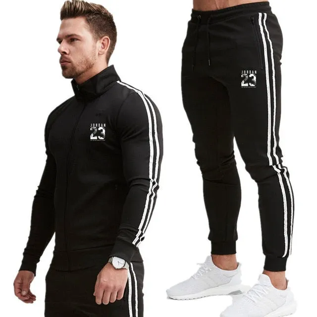 2 Piece Men Hoodies Pants Sport Suit Jordan Men Clothing Set Gym Sport wear Tracksuit Fitness Bodybuilding  Suit Jogger Men Set