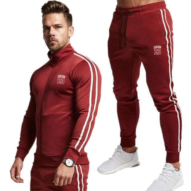 2 Piece Men Hoodies Pants Sport Suit Jordan Men Clothing Set Gym Sport wear Tracksuit Fitness Bodybuilding  Suit Jogger Men Set
