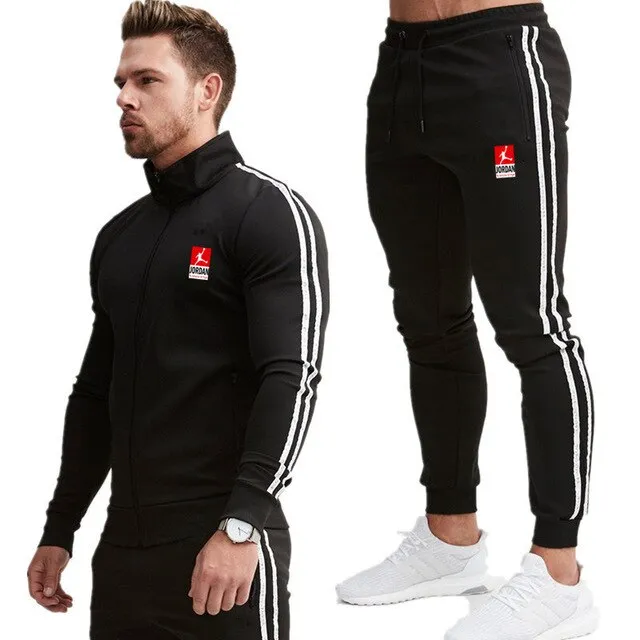 2 Piece Men Hoodies Pants Sport Suit Jordan Men Clothing Set Gym Sport wear Tracksuit Fitness Bodybuilding  Suit Jogger Men Set