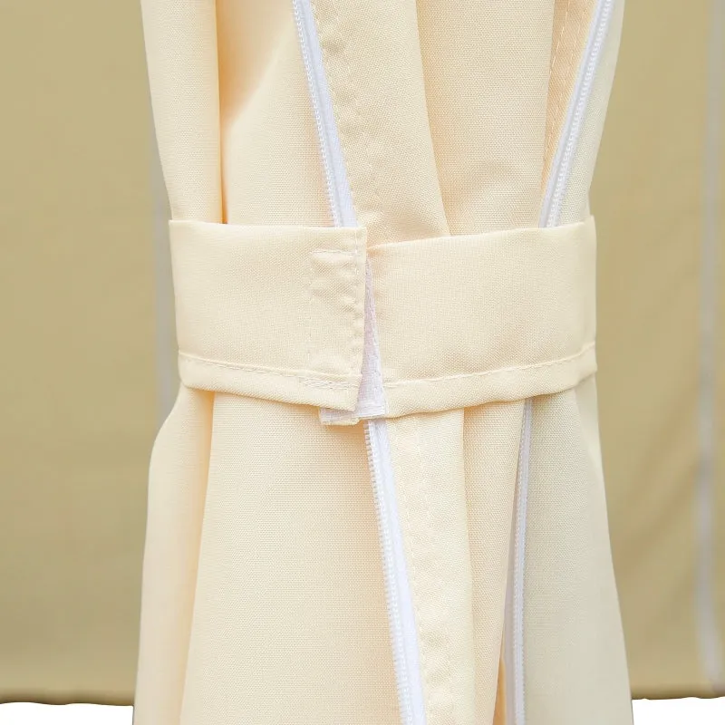 2-Tier Gazebo with Curtains - Cream White, Black Frame