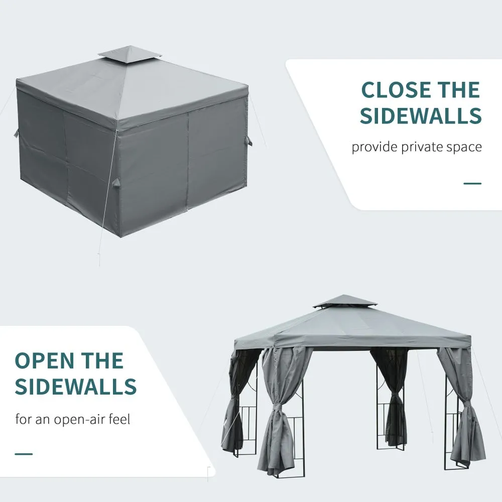 3 x 3m Garden Metal Gazebo Marquee Patio Wedding Party Dark Grey