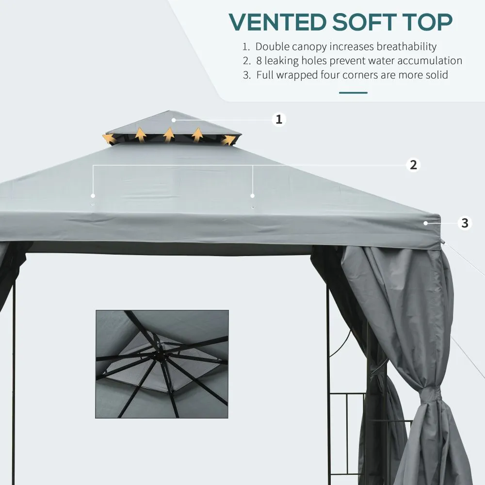 3 x 3m Garden Metal Gazebo Marquee Patio Wedding Party Dark Grey