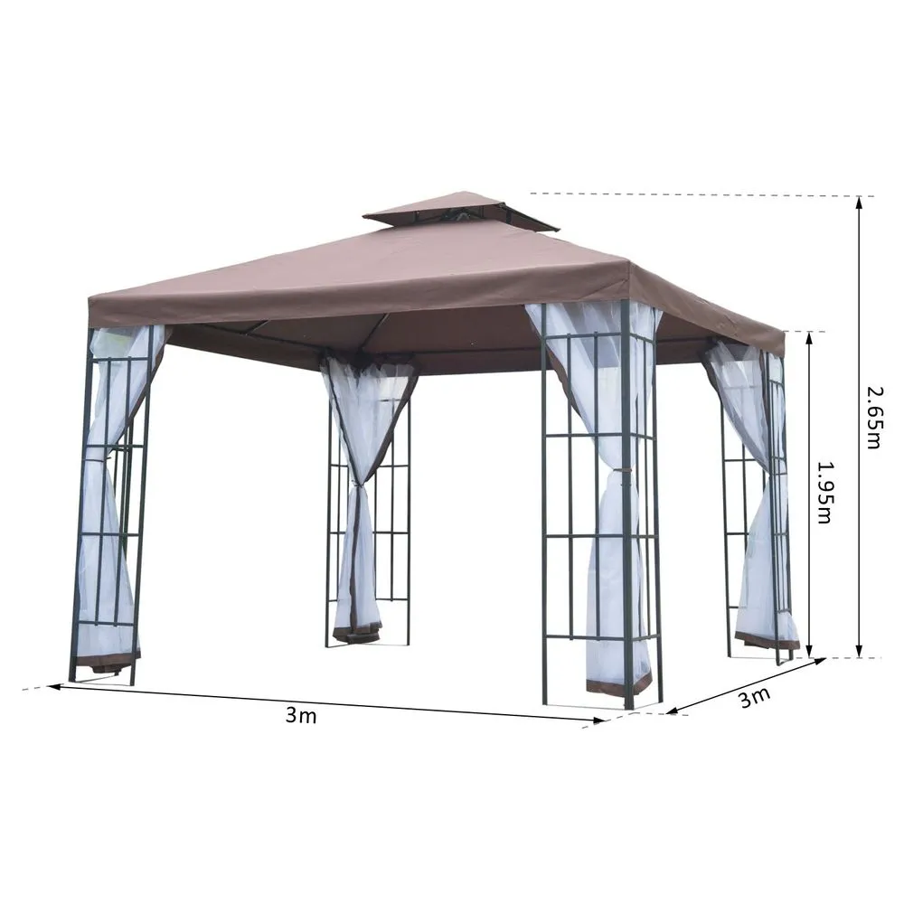 3 x 3m Gazebo Marquee Metal Party Tent Canopy Pavillion  Steel Frame