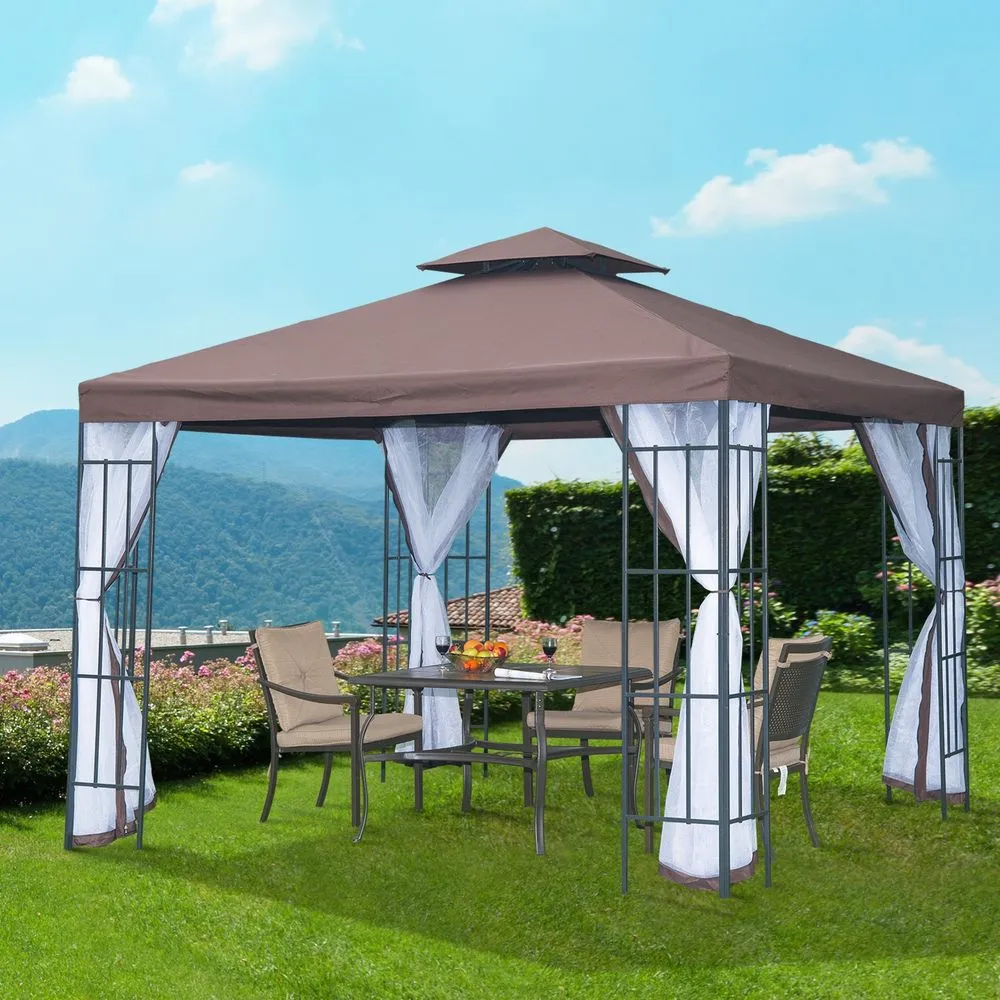 3 x 3m Gazebo Marquee Metal Party Tent Canopy Pavillion  Steel Frame