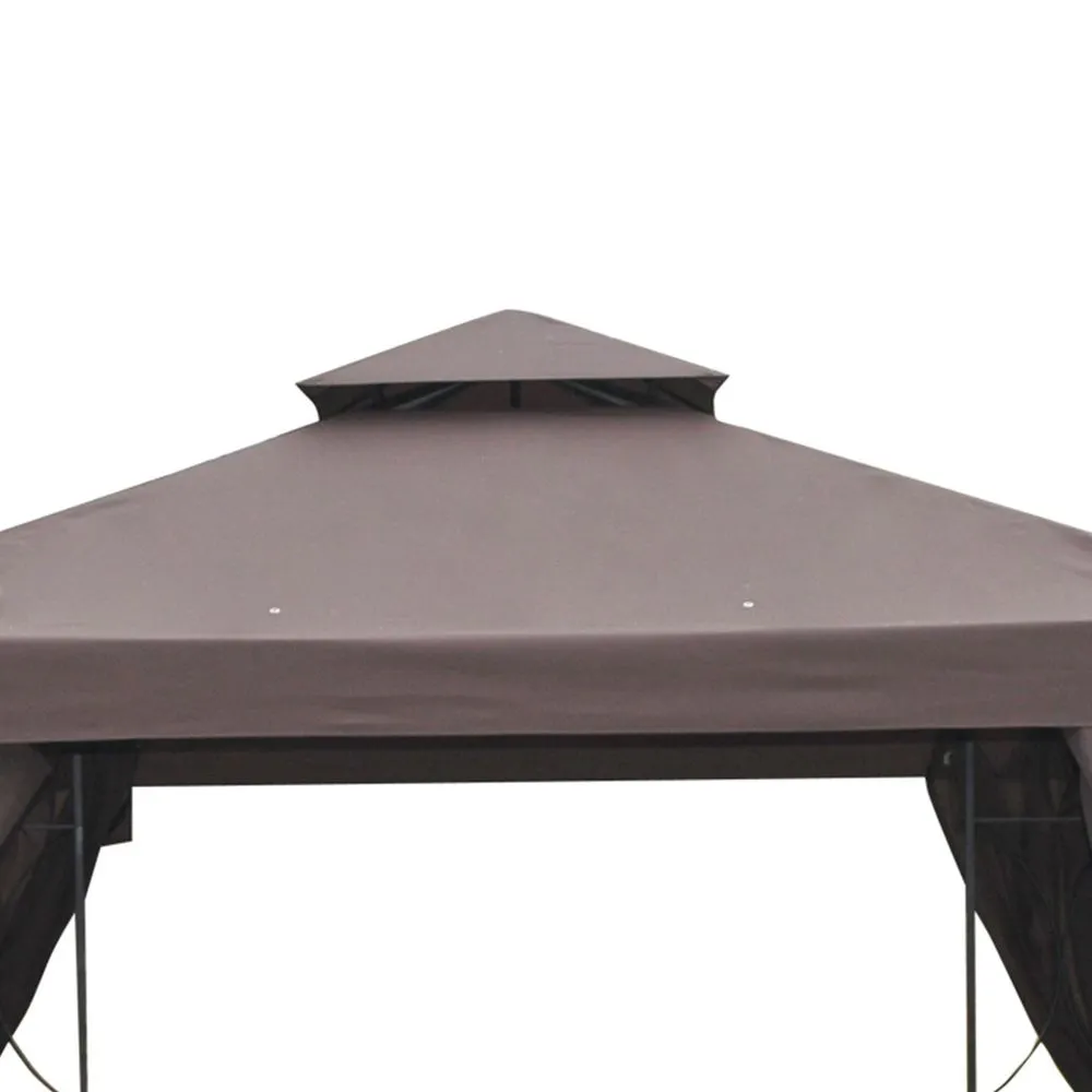3 x 3m Gazebo W/Side Panel-Brown