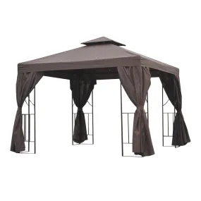 3 x 3m Gazebo W/Side Panel-Brown