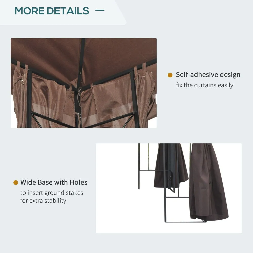 3 x 3m Gazebo W/Side Panel-Brown
