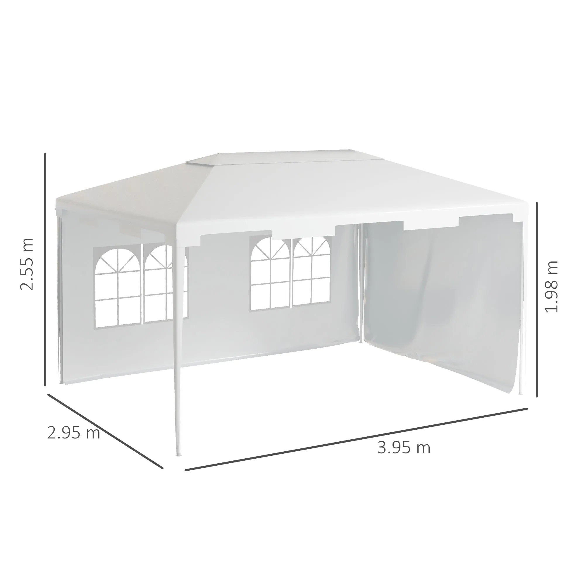 3 x 4m Half-Open Garden Gazebo