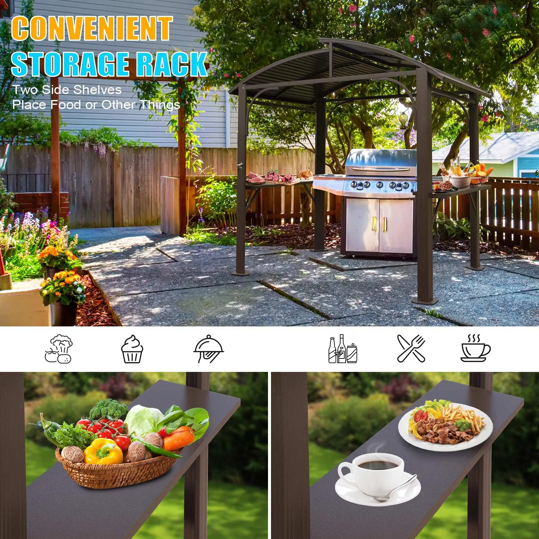 8x5 ft Grill Gazebo for BBQ, Galvanized Steel