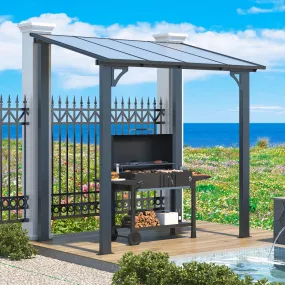 AECOJOY 8' x 5' Gazebo Outdoor Pergola for Patio, Lean to Hard Top Grill Gazebo Shelter Pergolas and Gazebos Clearance with Roof, Small Wall-Mounted Heavy Duty Awnings for Patio, Decks, Backyard