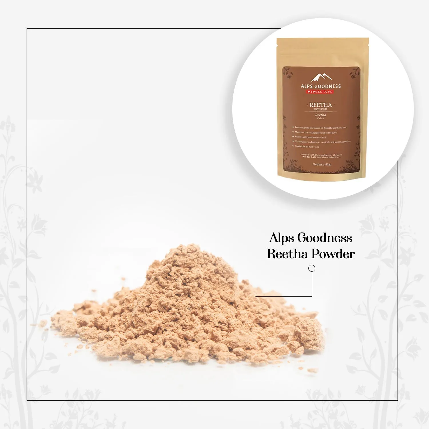 Alps Goodness Powder - Reetha (50g) |100% Natural Powder | No Chemicals, No Preservatives, No Pesticides| Natural Hair Mask| Soap Nut