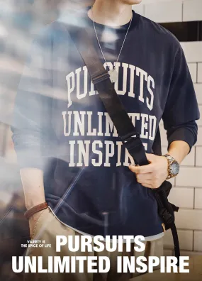 American Letter Pure Cotton Long-Sleeved Wear Brushed Men's Sweater