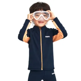 Barrel Kids Tropical Zip-Up Rash Guard-NAVY