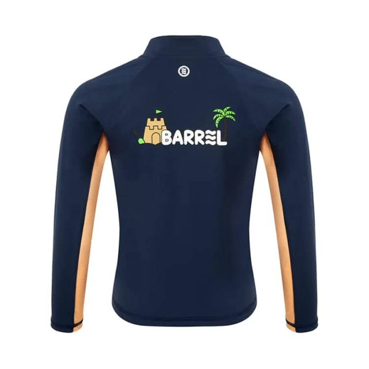 Barrel Kids Tropical Zip-Up Rash Guard-NAVY