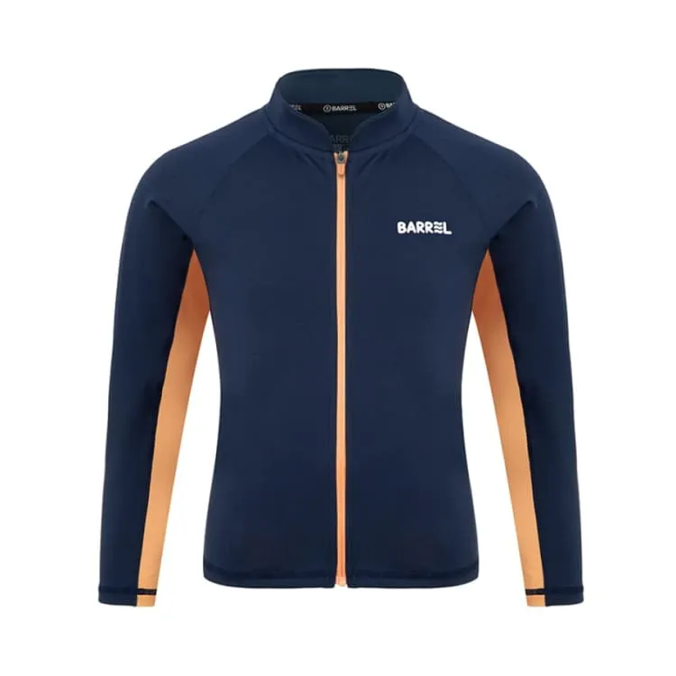Barrel Kids Tropical Zip-Up Rash Guard-NAVY