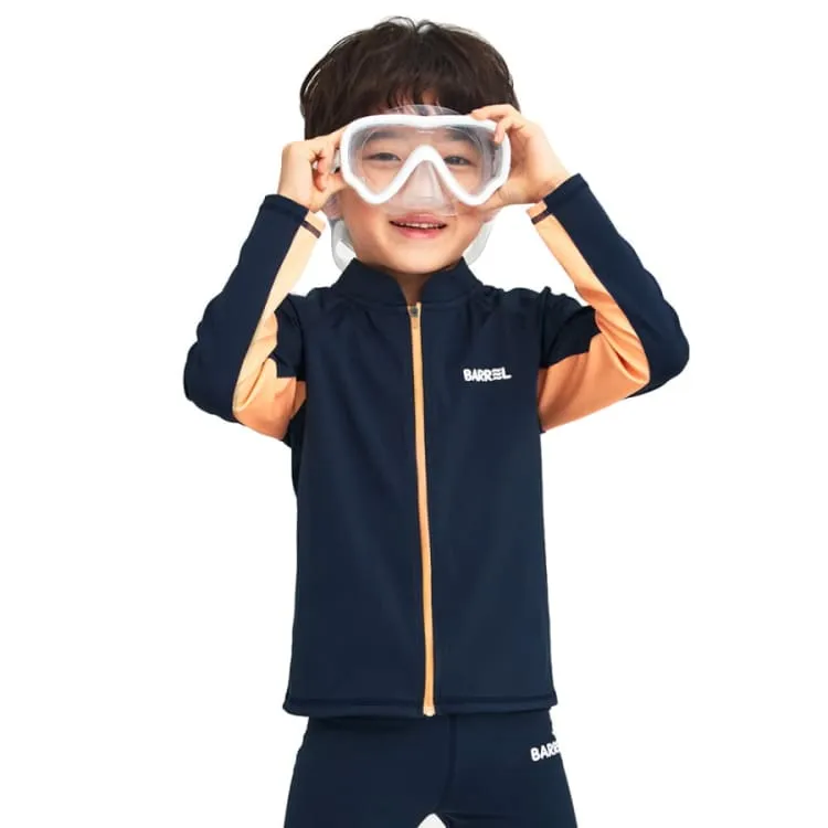 Barrel Kids Tropical Zip-Up Rash Guard-NAVY