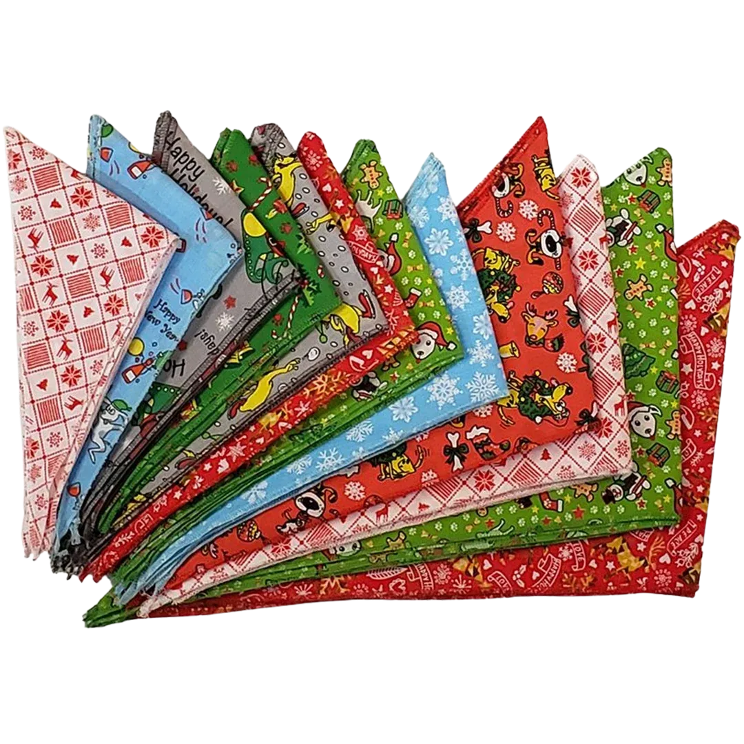 Christmas Winter Bandanas - 60 Assorted Sizes and Patterns by Bandanas Unlimited