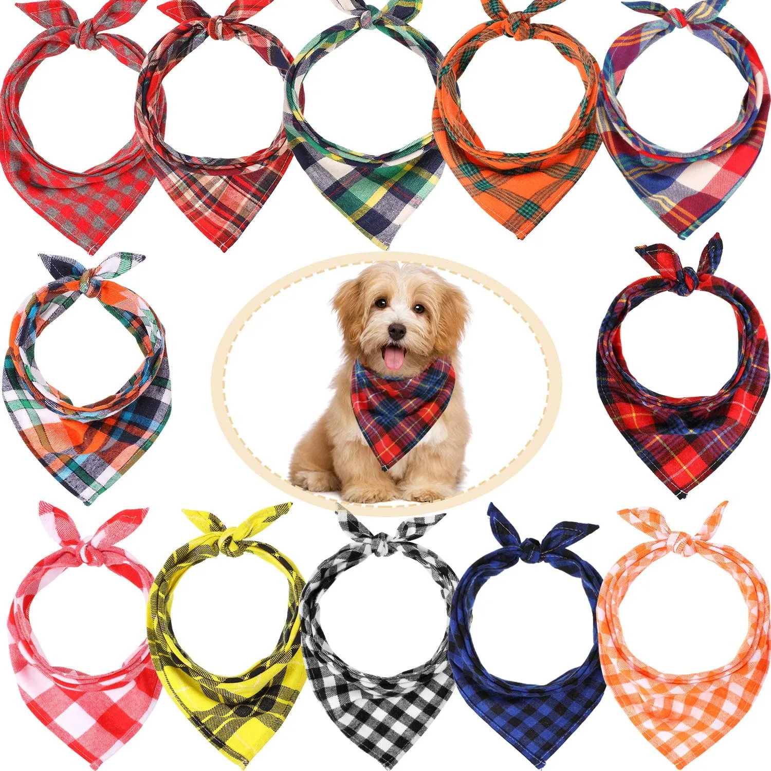 Dog Bandanas - Triangle Dog Scarf, Washable Reversible Printing