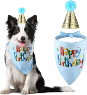 Dog Birthday Bandana & Hat Set - Meet Party Pup! 🎉🐾