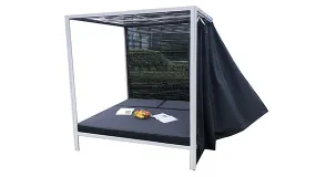 Duoyes Wicker Outdoor Patio Shade, Outdoor Gazebo in Aluminum Frame with Cushions and Curtain