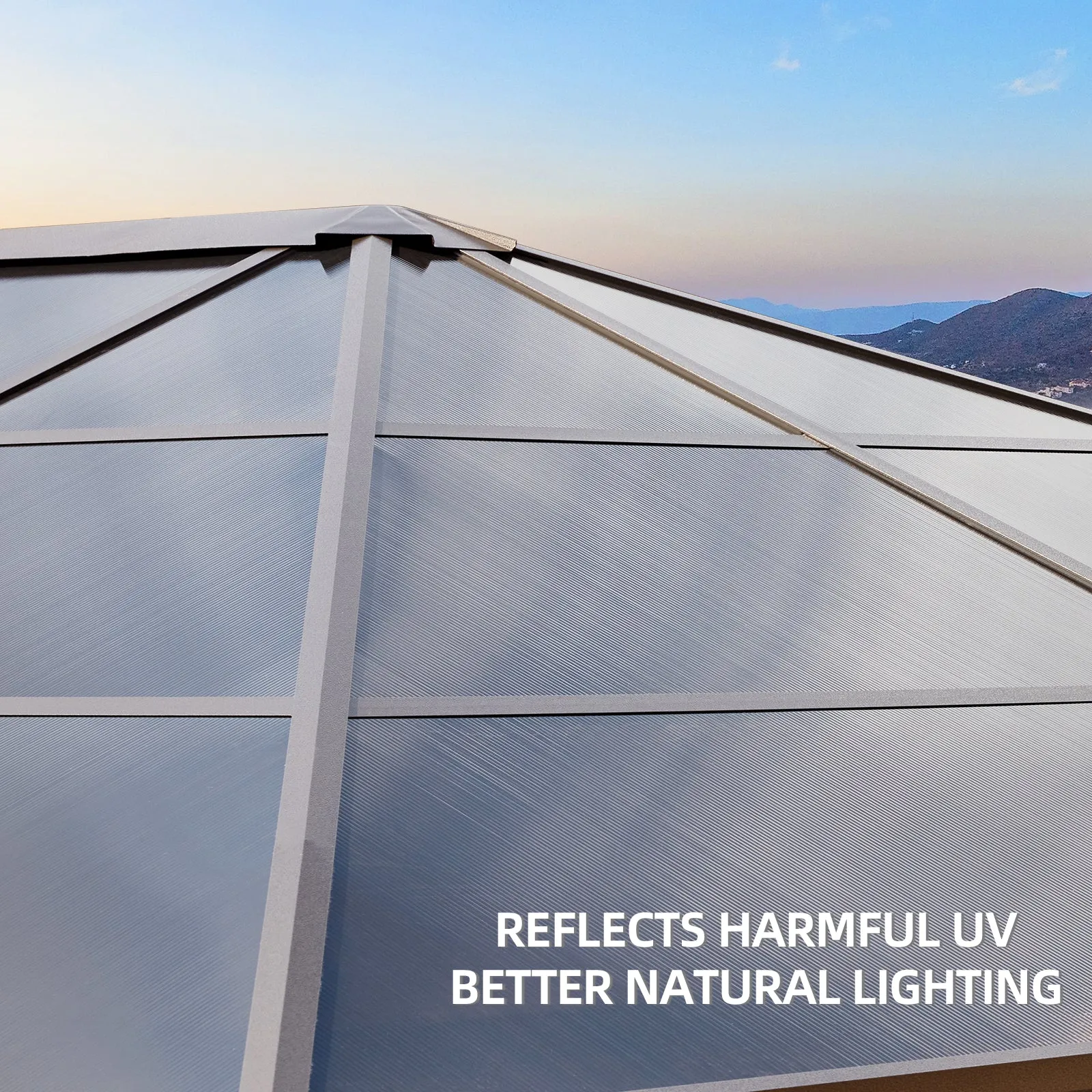 EROMMY 12'x14' Hardtop Gazebo, Outdoor Polycarbonate Roof Canopy, Aluminum Frame Permanent Pavilion with Curtains and Netting