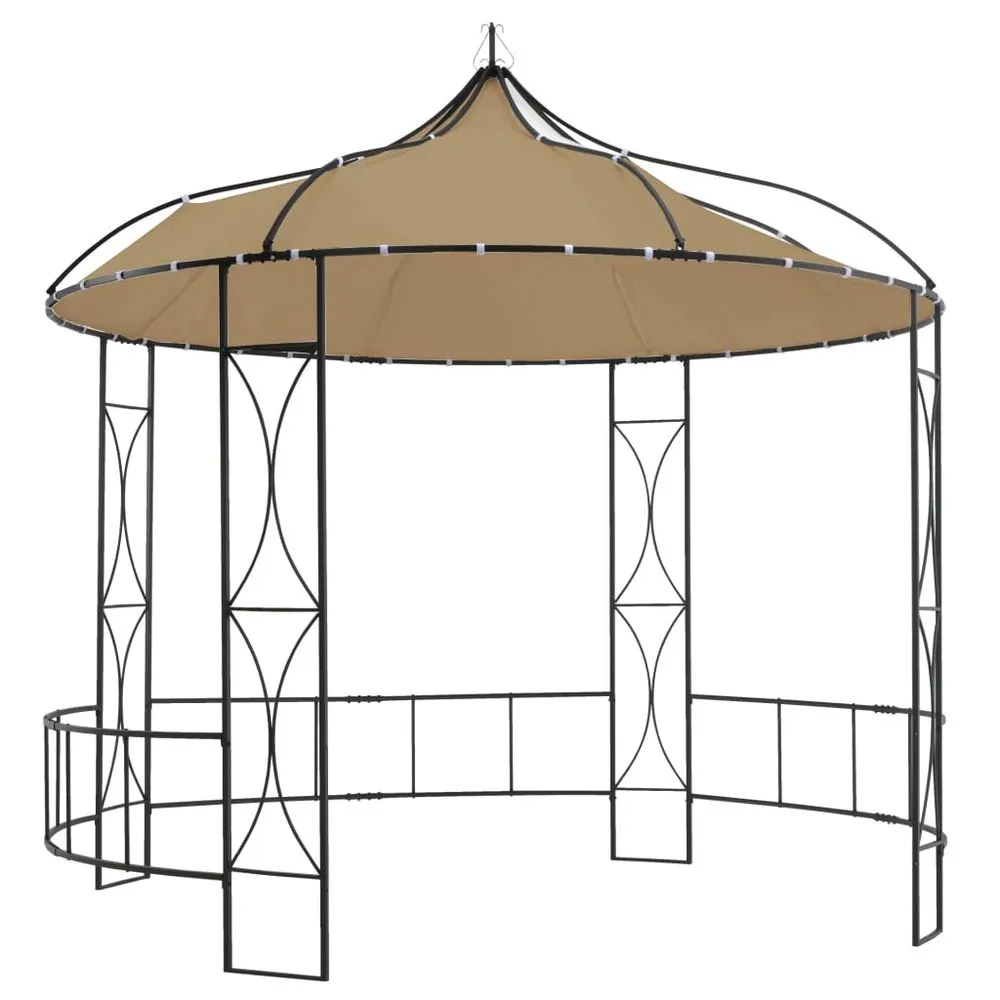 Gazebo 300x290 cm White, Anthracite & Taupe Round