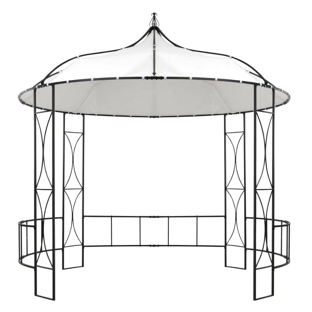 Gazebo 300x290 cm White, Anthracite & Taupe Round