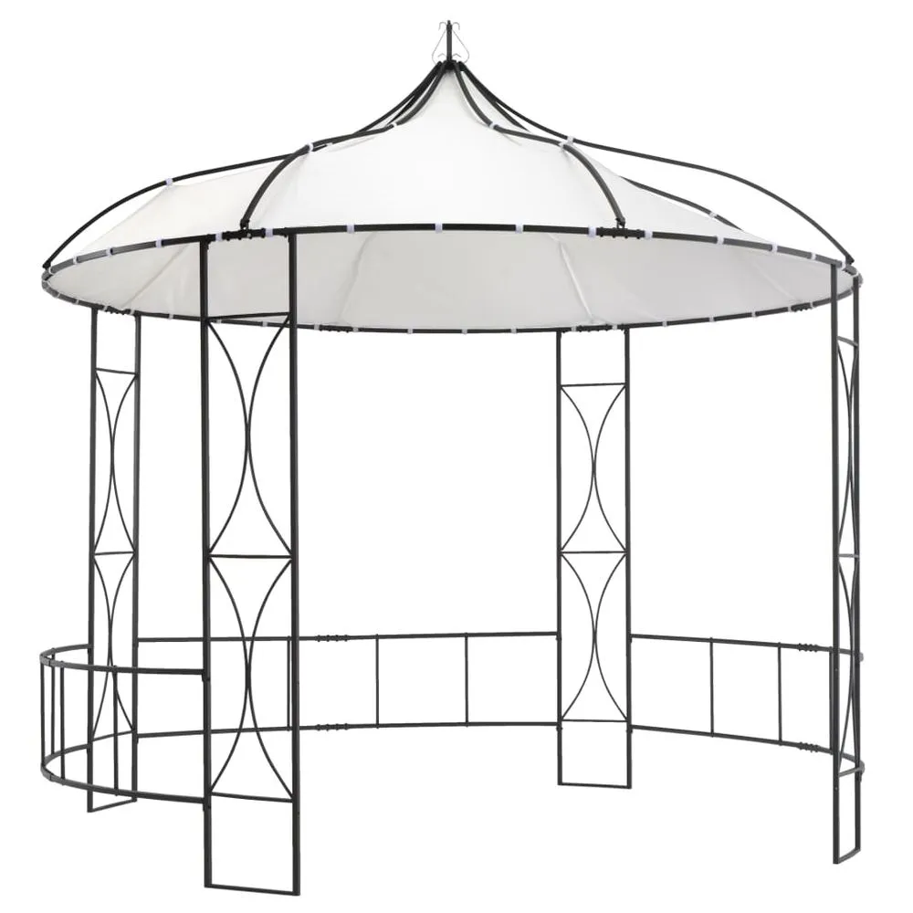 Gazebo 300x290 cm White, Anthracite & Taupe Round