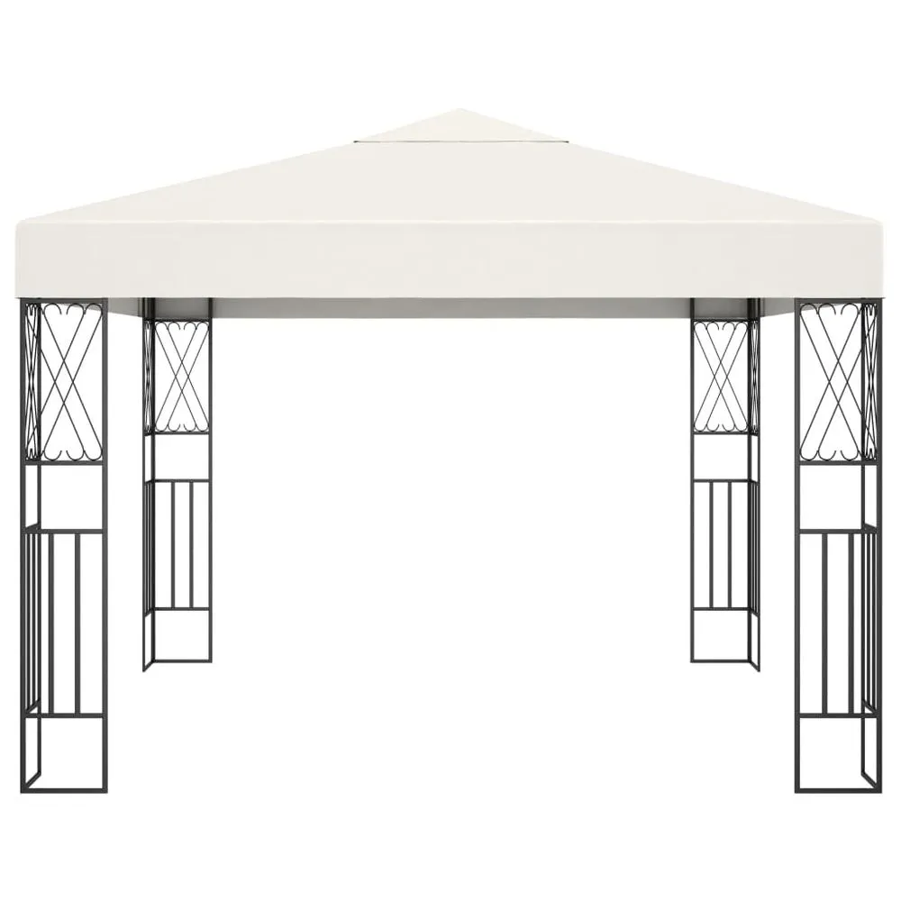 Gazebo Tent with LED String Lights Anthracite, Cream & Taupe Fabric