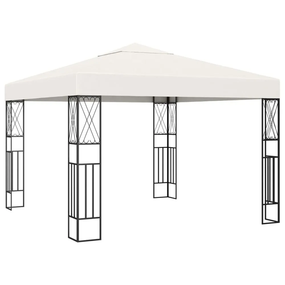 Gazebo Tent with LED String Lights Anthracite, Cream & Taupe Fabric