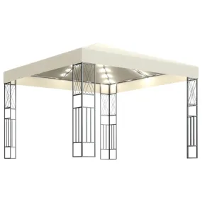 Gazebo Tent with LED String Lights Anthracite, Cream & Taupe Fabric