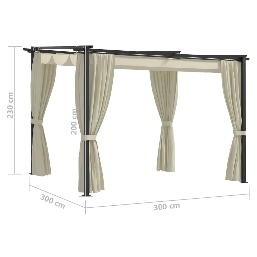 Gazebo with Curtains 3x3 m Cream Steel