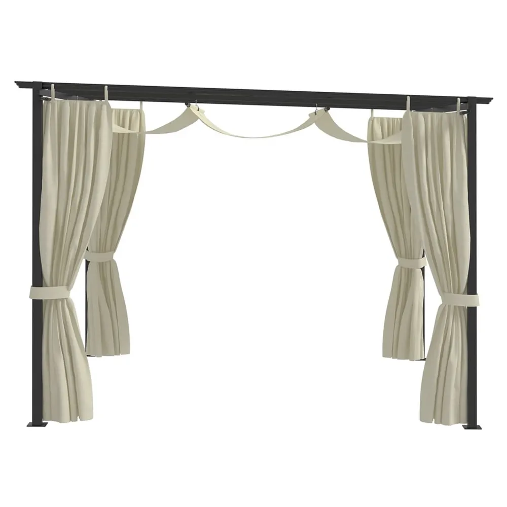 Gazebo with Curtains 3x3 m Cream Steel