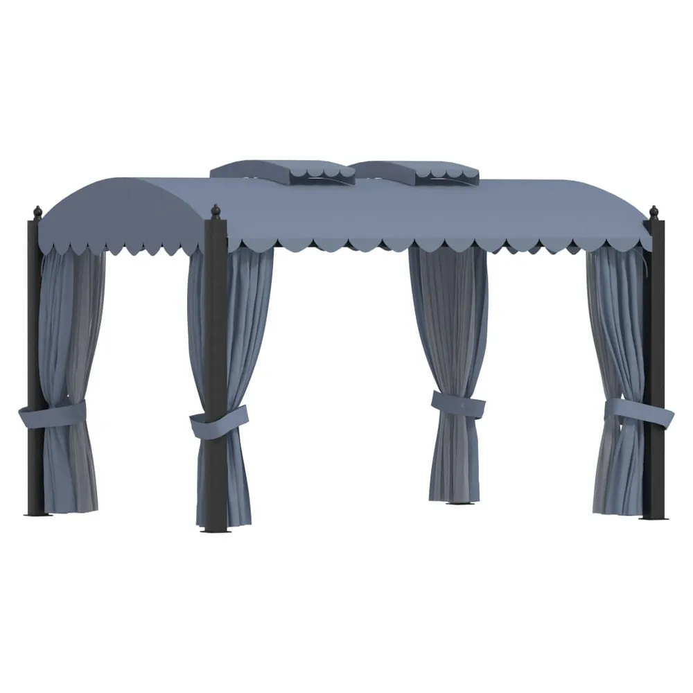 Gazebo with Curtains 3x4 m Anthracite Steel