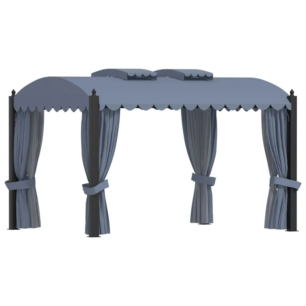 Gazebo with Curtains 3x4 m Anthracite Steel