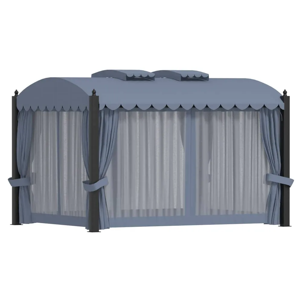 Gazebo with Curtains 3x4 m Anthracite Steel