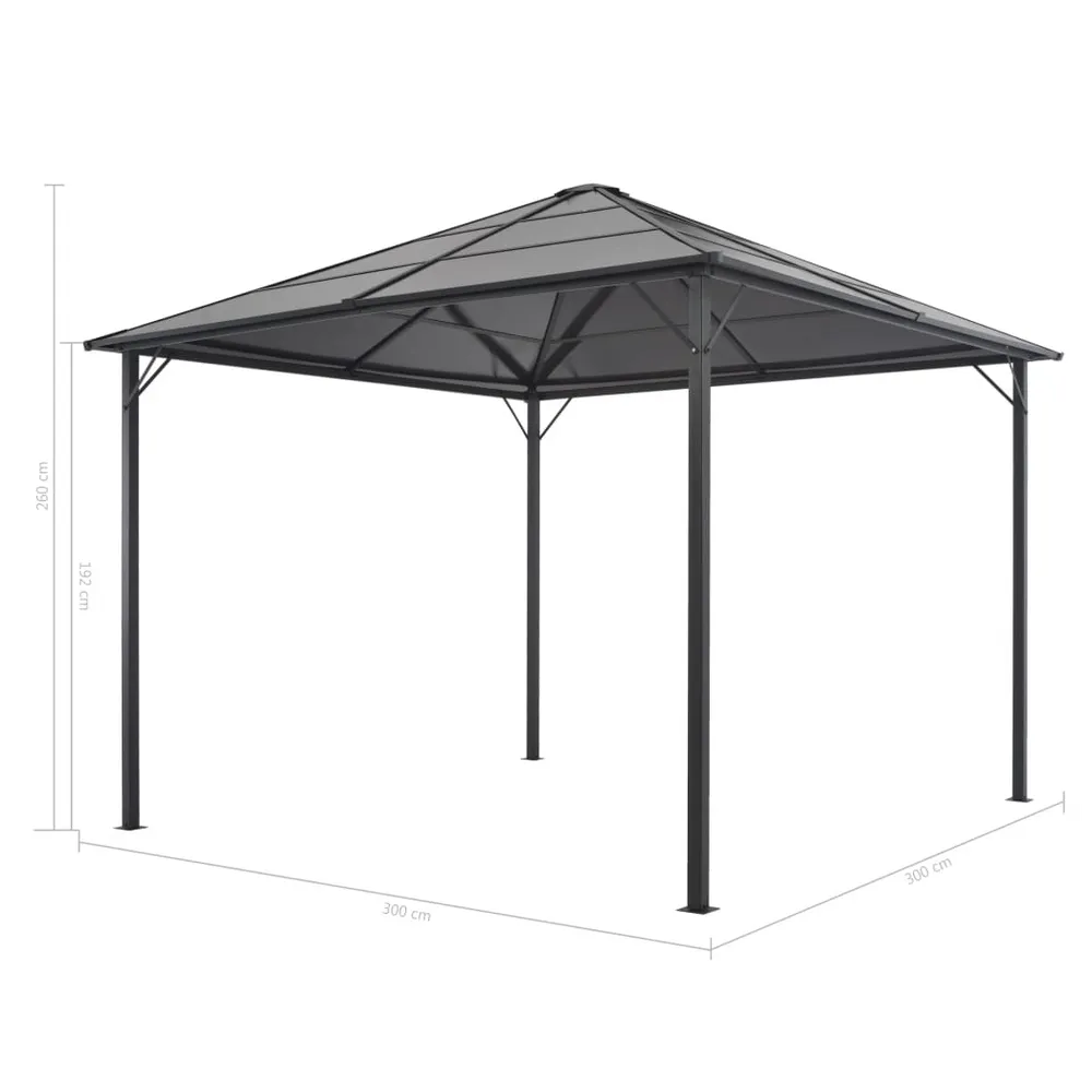 Gazebo with Roof Aluminium 3x3 m Black