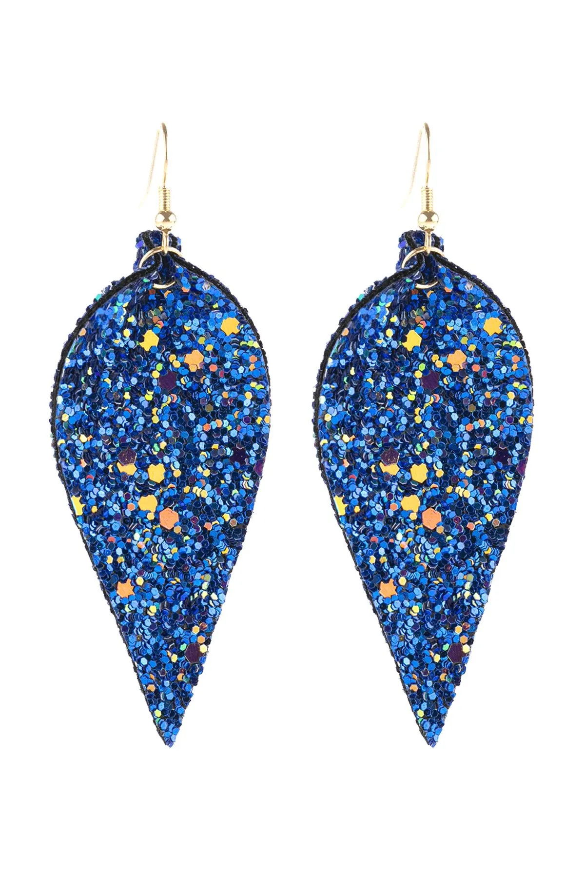 Hde3060 - Pinched Sequin Leather Drop Earrings